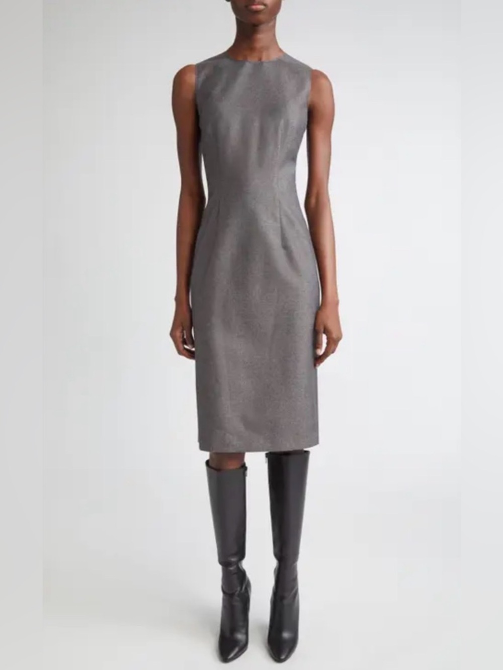 Lafayette 148 New York Sleeveless Gray Midi Sheath Dress